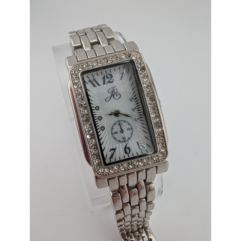 Jaclyn Smith Tank Watch Women 25mm‎ Case MOP Dial 7.5" Band- New Battery